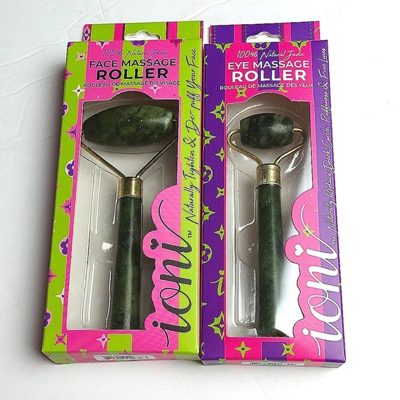 New 2 ioni Natural Jade Rollers Face Eye Natural Massage - Picture 1 of 4